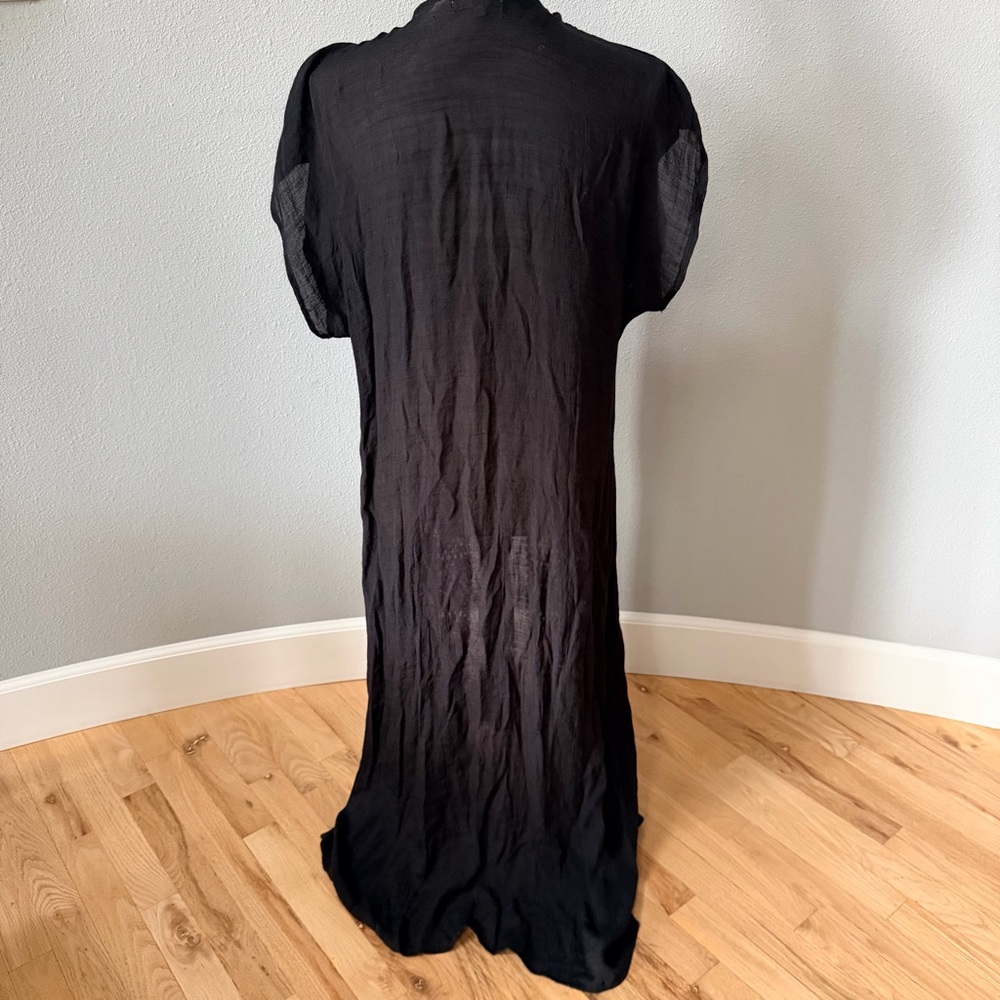 Elan Black Maxi Swim Cover-Up with Multicolor Crochet Trim - Picture 8 of 11
